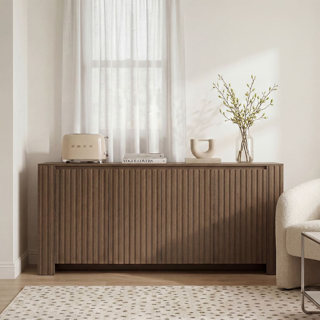 Mid-Century Modern Large 4-Door Cabinet Storage Sideboard