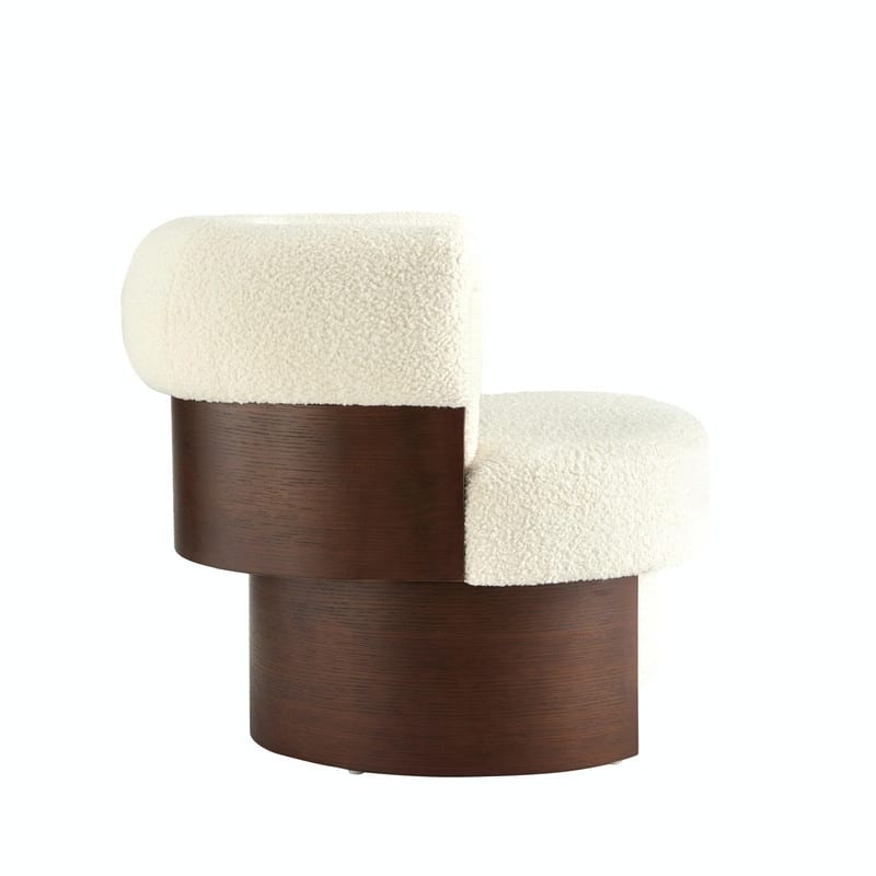 Modern 32'' Curved Sculptural Swivel Barrel Chair, 360° Swivel Base, Upholstered Accent Chair