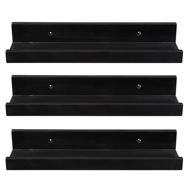 Set of 3 14-inch Floating Wall Shelves by Black 