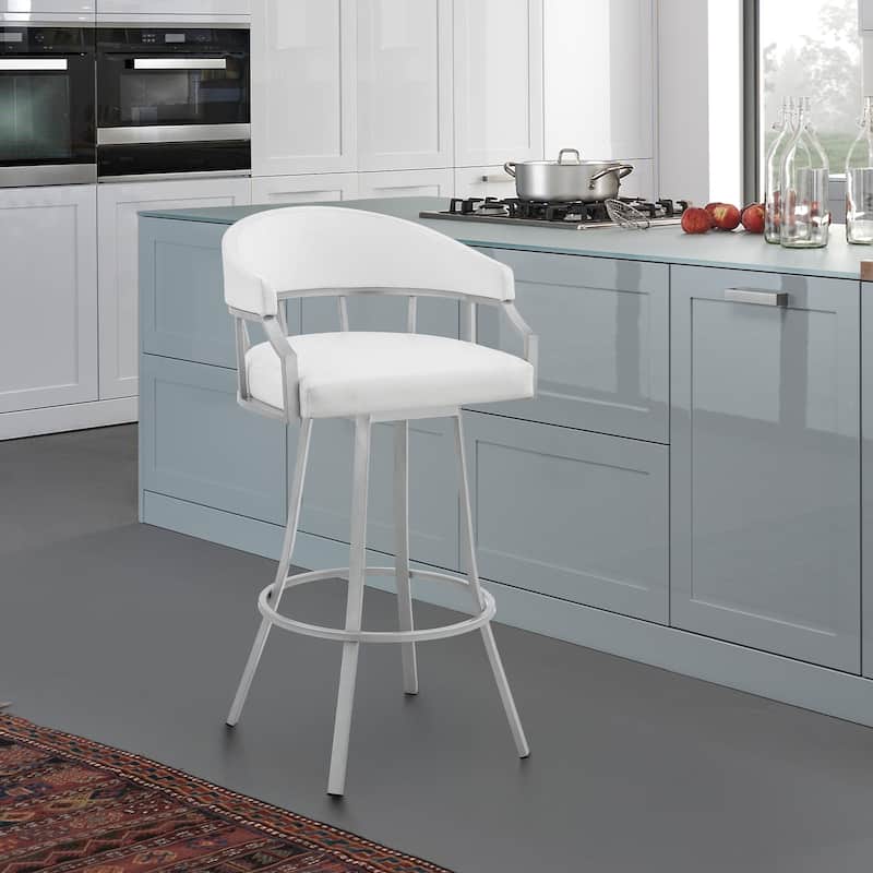 Valerie Modern Swivel Bar Stool, Upholstered Counter Height Chair with Metal Frame