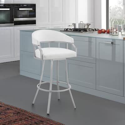 Valerie Modern Swivel Bar Stool, Upholstered Counter Height Chair with Metal Frame