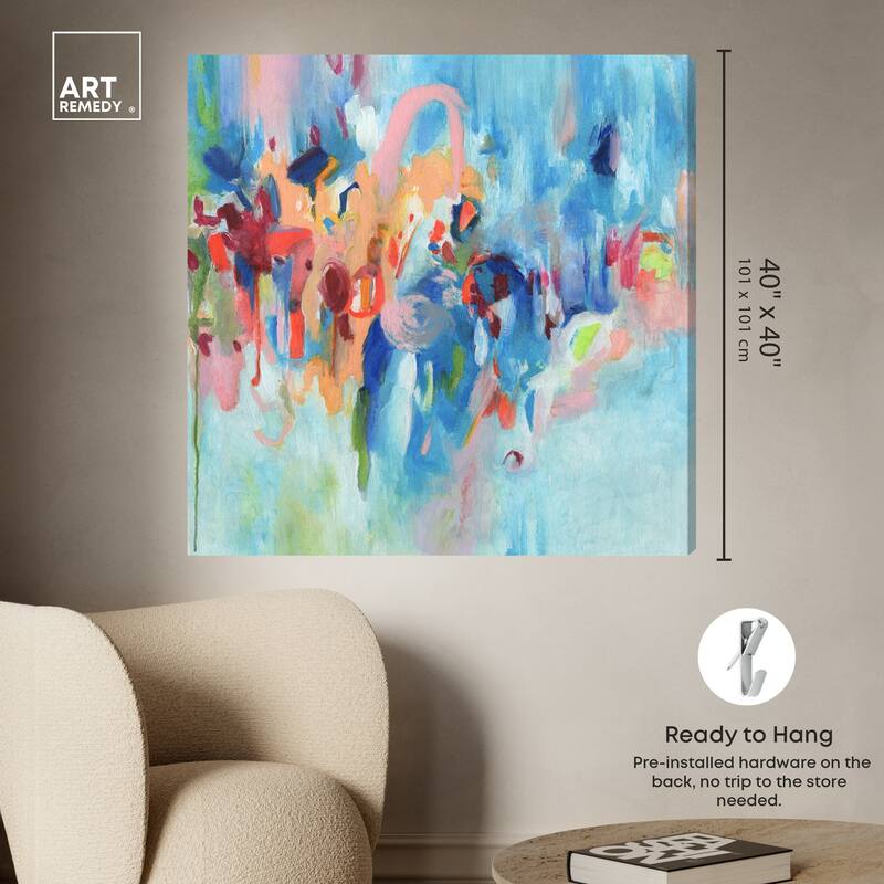 Art Remedy New Sky Gallery Wrapped Blue Abstract 1 Piece Canvas Wall Art