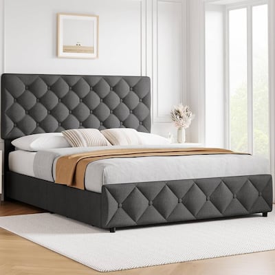 Bed Frame with 4 Storage Drawers and Adjustable Headboard