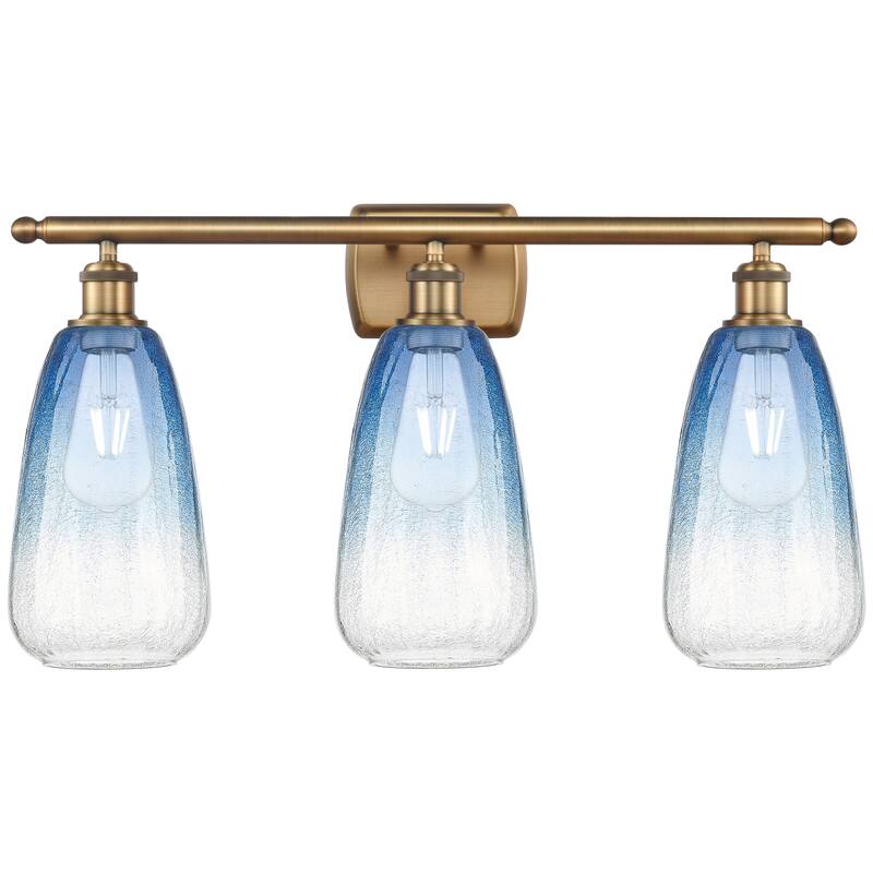 Innovations Lighting Endless Possibilities Ballston - Brookhaven Almond - 3 Light 26" Bath Vanity Light - Brushed Brass/Sapphire Blue