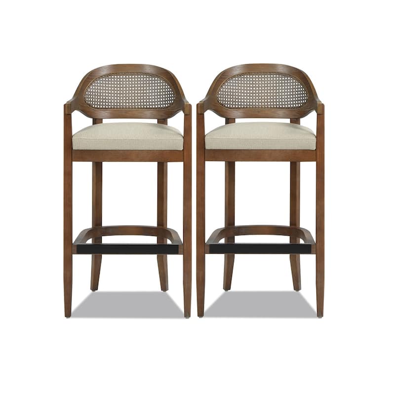 Americana Mid-Century Modern Rattan Cane Back Counter and Bar Stool