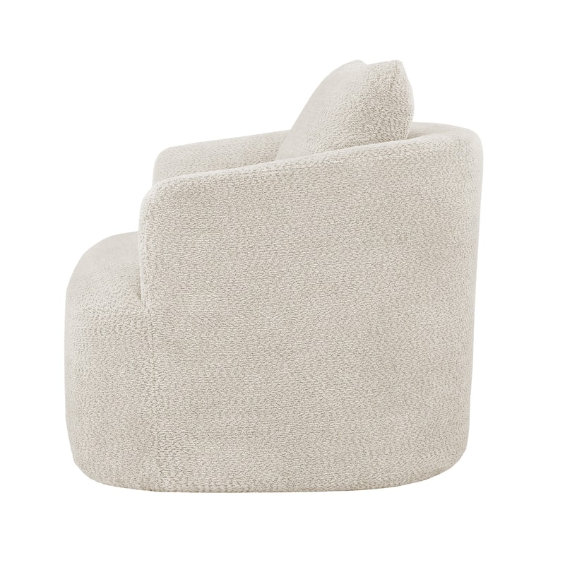 Upholstered Swivel Barrel Chair with Pillow