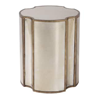 24" antique gold accent table with a mirrored top
