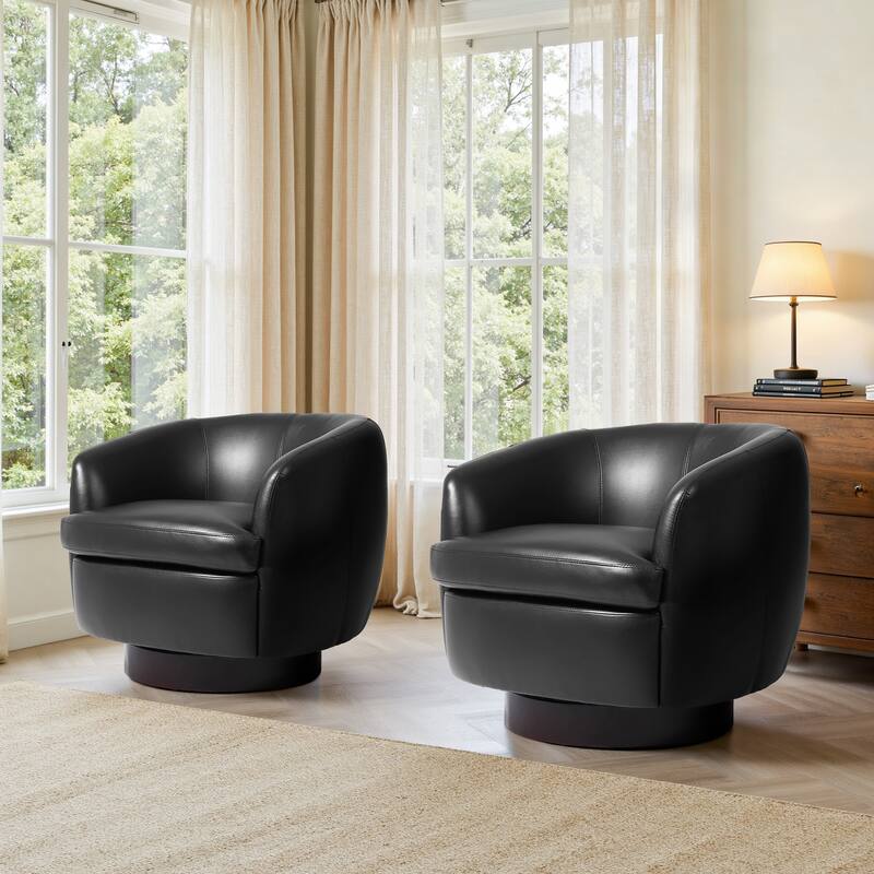 Upholstered Swivel Barrel Chair Set of 2