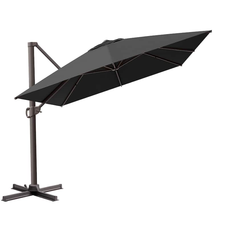 10 x 13 FT Luxury Aluminum Outdoor Shade Canopy Patio Cantilever Offset Umbrella with 360-degree Rotation