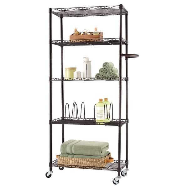 TRINITY 5-Tier Outdoor Wire Shelving Rack with Wheels, 48 x 18 x