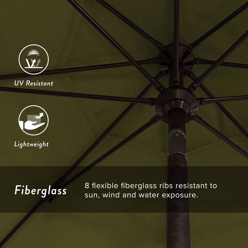 California Umbrella 9' Rd Patio Umbrella Bronze Aluminum Frame Fiberglass Ribs Crank Lift Collar Tilt Sunbrella
