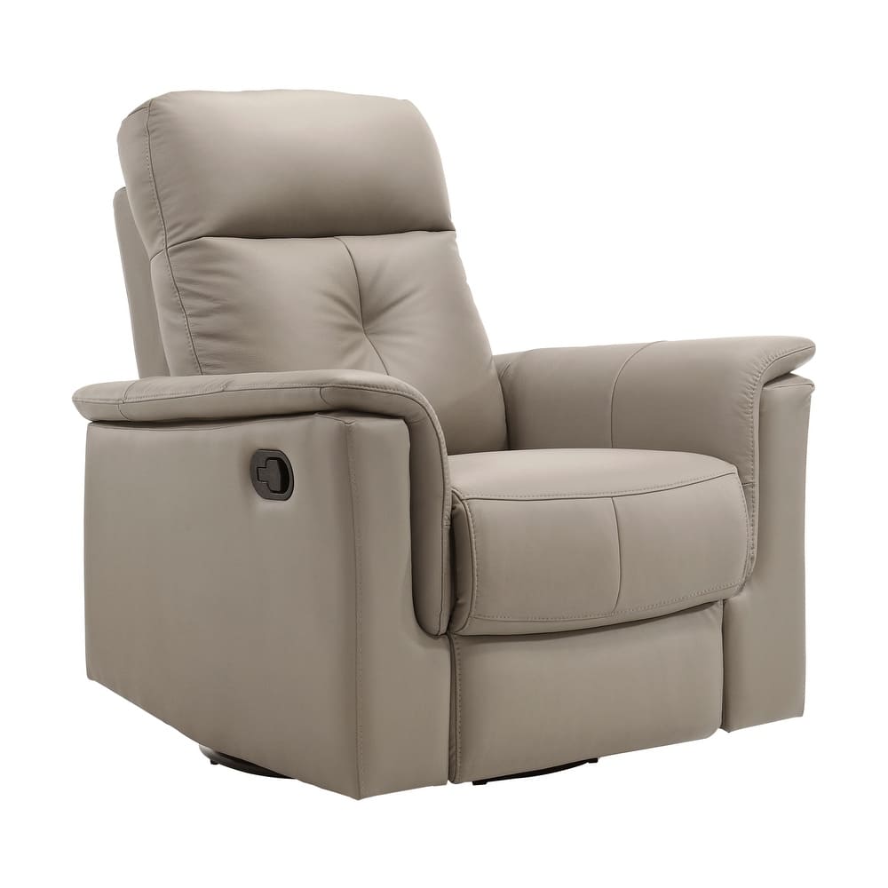 Fremont & Park Monte 35.5" Leather Swivel Glider Manual Recliner - 360-Degree Swivel