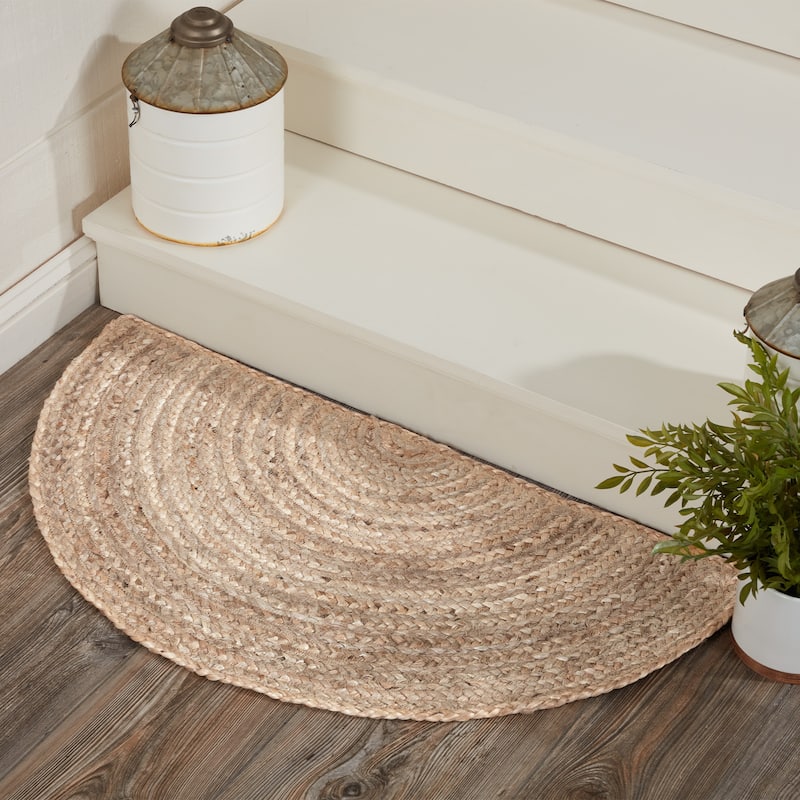Natural Jute Rug Half Circle w/ Pad 16.5x33 - 16.5" x 33" Half CIrcle
