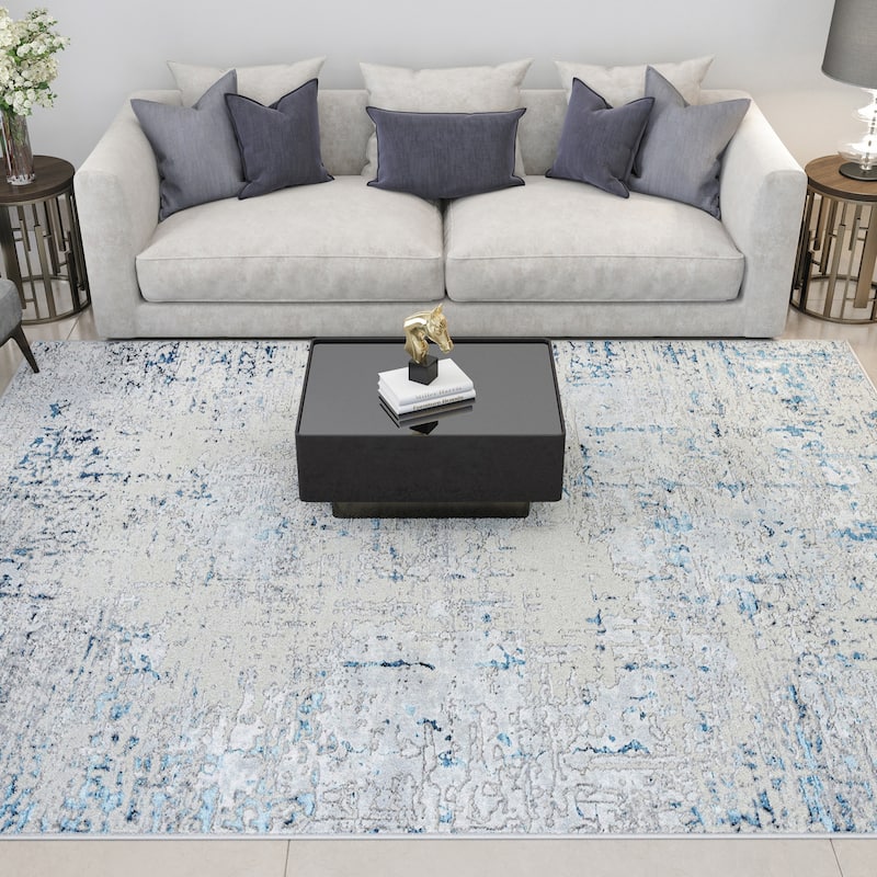 Antiquity Industrial Abstract Indoor Area Rug - 7'10'' x 10'3'' - Blue