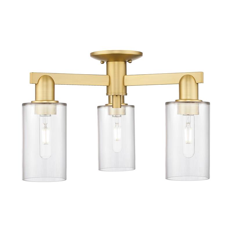 Innovations Lighting Endless Possibilities Arcadia - Clymer - 3 Light 21" Semi-Flush Mount - Clear/Satin Gold