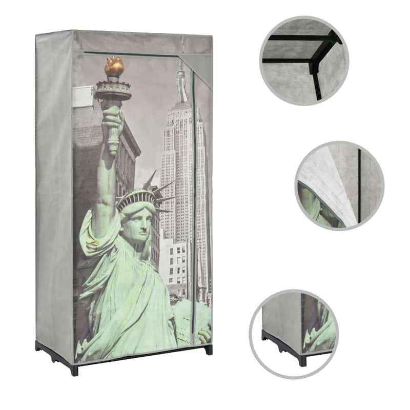 vidaXL Wardrobe New York 29.5"x17.7"x63" Fabric - 29.5" x 17.7" x 63"