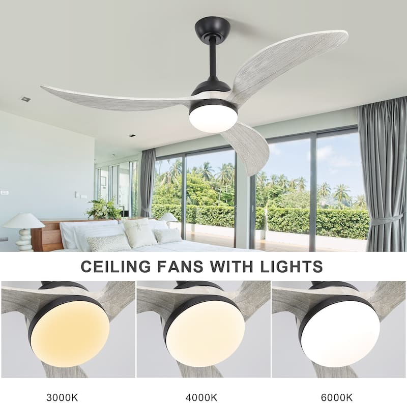 Sofucor 45 Inch Ceiling Fan with Light and Remote,Indoor/Outdoor with 3-Timer,Low Profile Quiet for Bedroom Living Room Patio