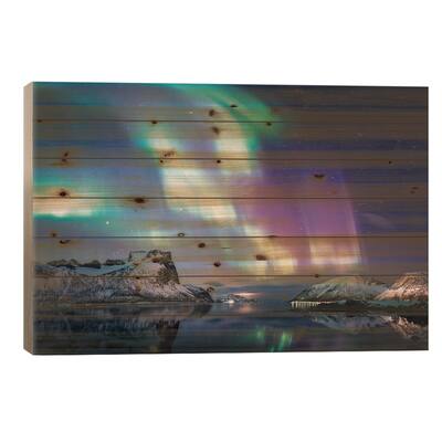 Northern Lights in Bergsbotn, Senja Print On Wood by Steffen Fossbakk - Multi-Color