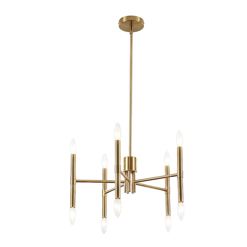 10 - Light Modern candle Chandelier with Adjustable Height, Sleek Linear Design for Dining Room, Living Room
