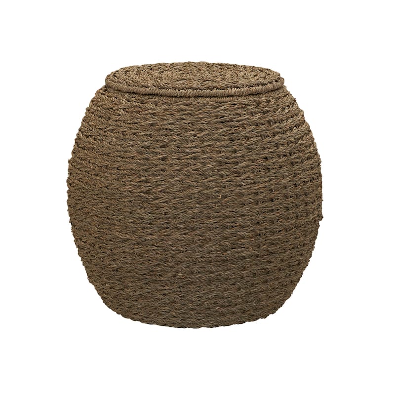 Household Essentials Handwoven Barrel Wicker Storage Basket Side Table - 17.0"L x 17.0"W x 19.0"H
