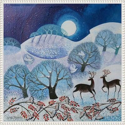 Snowy Land by Lisa Graa Jensen (22 x 22 in.), Framed Canvas Wall Art Print - Sylvie Beaded White