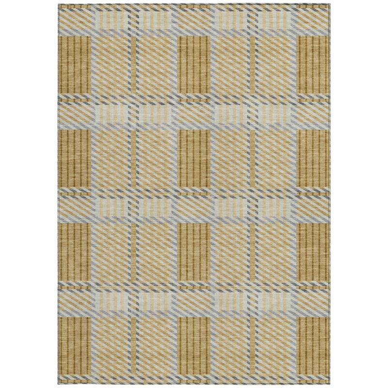 HomeRoots Plaid Transitional Rectangle Outdoor Rug