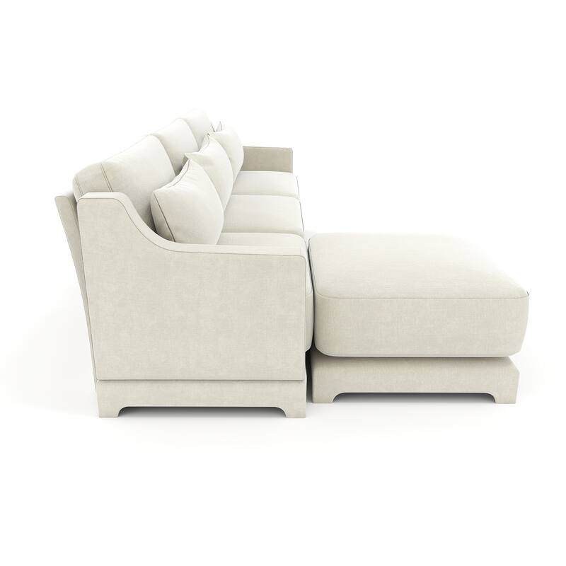 105.9" Chenille 3-Seater Sofa with 2 Movable Ottomans, High-Resilience Sponge and Solid Wood Base