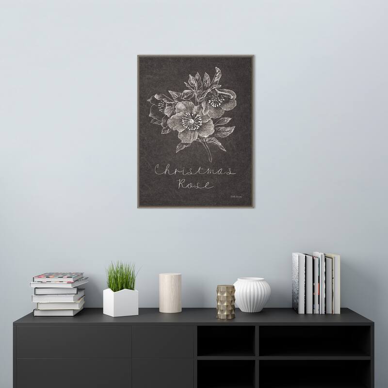 Black and White Chalkboard Christmas III by Beth Grove Canvas Art Framed - 23 x 30 in