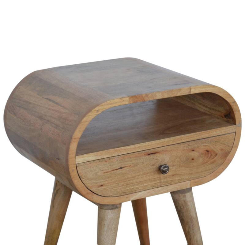HomeRoots 21" Natural Solid Wood Oval One Drawer Nightstand