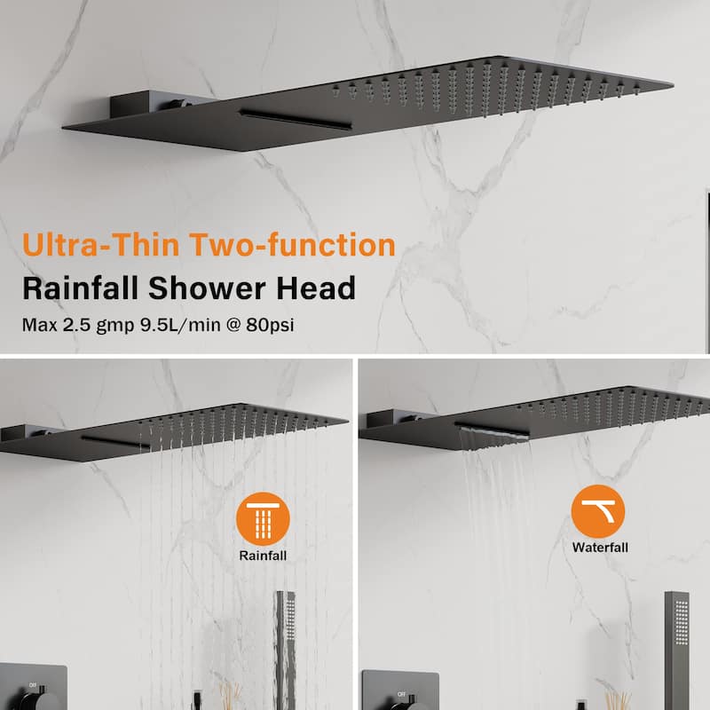 Rainfall Shower System With Hand shower And Concealed Pressure Balance Valve