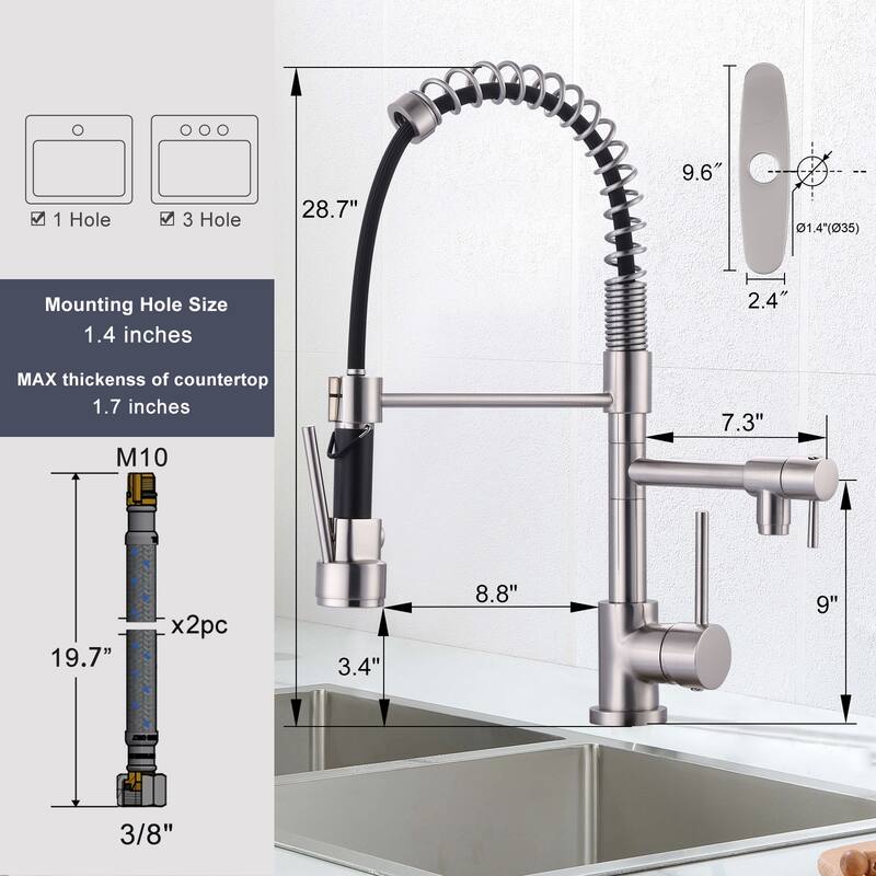 WOWOW Single Handle Pull Down Sprayer Kitchen Faucet with Advanced Spray