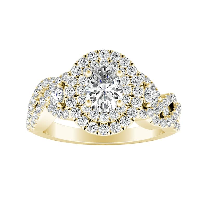 Auriya 14k Gold 1 3/8ctw Braided Oval-cut Halo Diamond Engagement Ring (I-J, I1-I2)