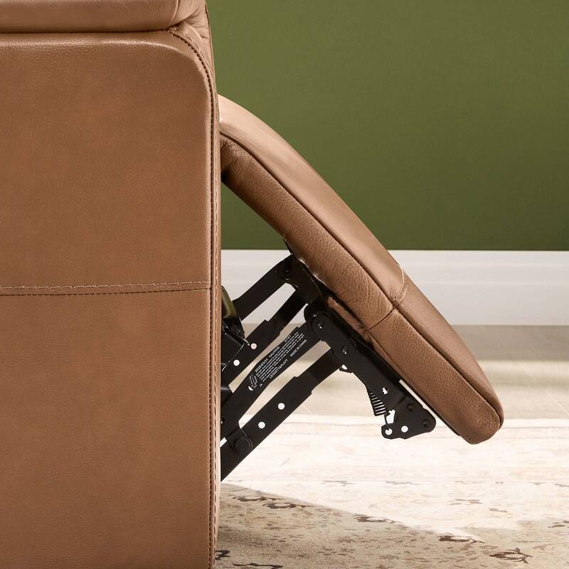 Spruce & Spring Genuine Leather Swivel Glider Recliner with Adjustable Headrest