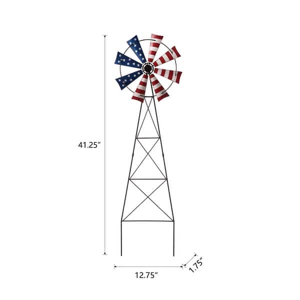Glitzhome 41.25"H Stars & Stripes Metal Wind Spinner Wall decor Yard Stake