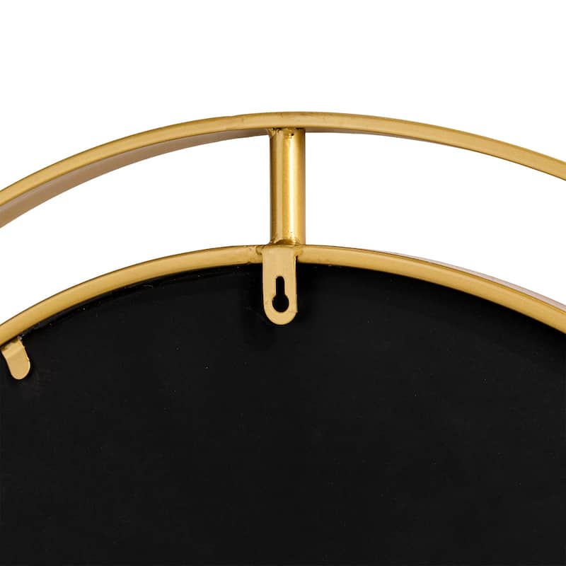 Glitzhome 24-inch Modern Deluxe Round Gold Decorative Wall Mirror
