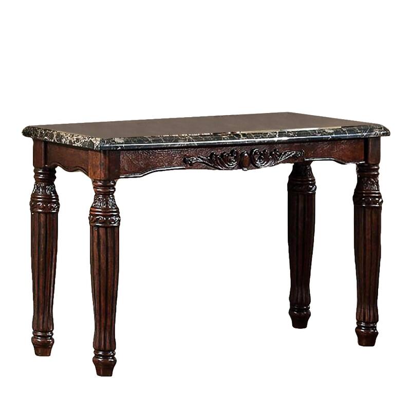 Faux Marble Sofa Table in Espresso and Black