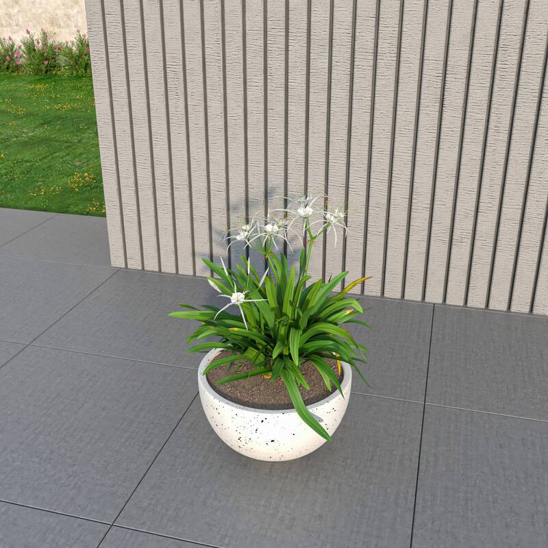 Iris Modern Minimalist Round Fiberstone and MGO Clay Planter With Drainage Holes for Indoor Outdoor Home Office Yard Patio Decor