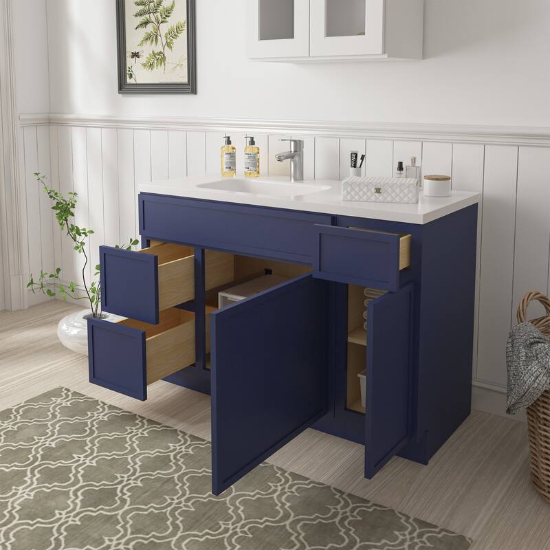 Vanity Art 48" Birch Freestanding Bathroom Vanity Cabinet without Top