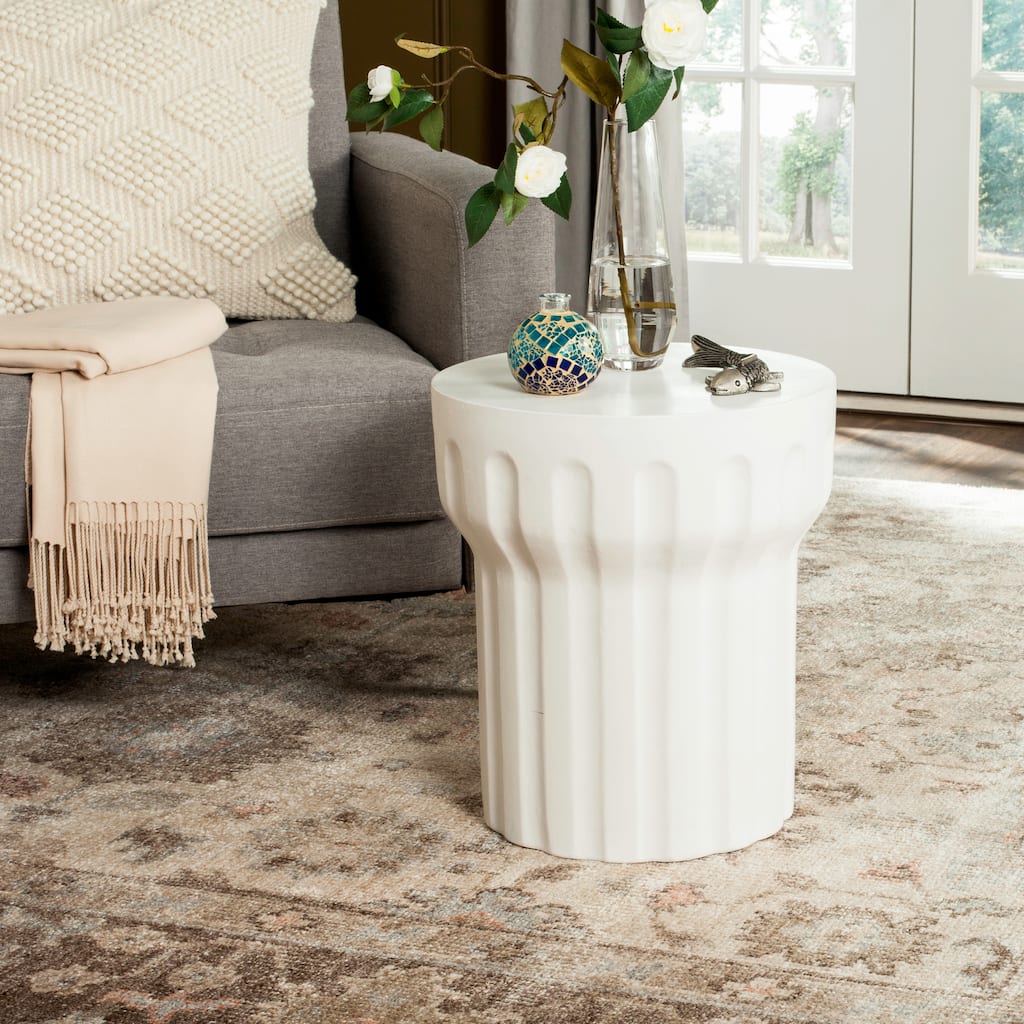 SAFAVIEH Vesta Concrete Indoor/ Outdoor Accent Table (Ivory) - 15.7" x 15.7" x 17.7"