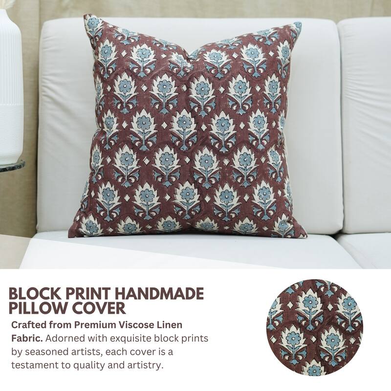 Fabdivine Rectangle 14x36 Inch Floral Throw Fall Home Decorative Bed, Sofa or Cozy Viscose Linen Farmhouse, Kusum