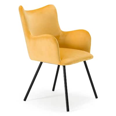 Modrest Barrett Modern Yellow Velvet Dining Chair