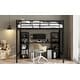 preview thumbnail 14 of 21, Full Size Metal Loft Bed with Built-in Desk, Shelves, and Full-Length Guardrails, Gold