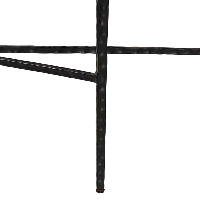 Caledon Marble Console Table - Modern Rustic Accent Table with Hand-Forged Metal Frame and Half-Moon Tabletop
