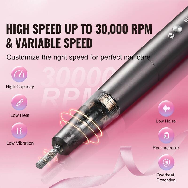 Electric Rechargeable Nail Drill for Manicure Pedicure Carve Polish
