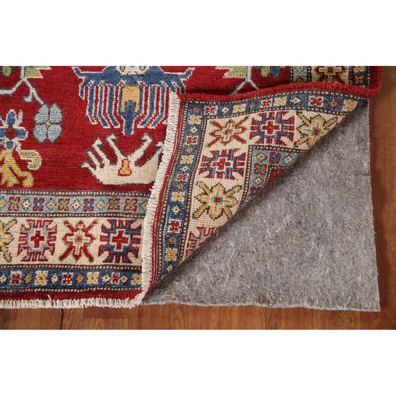 Geometric Red Kazak Oriental Rug Handmade Traditional Wool Carpet - 3'4"x 5'3"