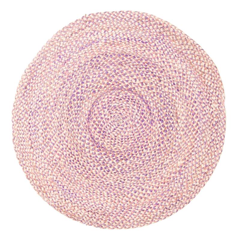 ECARPETGALLERY Braided Weave Palas Denizli Pink Jute Rug - 3'0 x 3'0