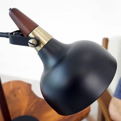 Emilia Modern Industrial Table Lamp with Wooden Accents