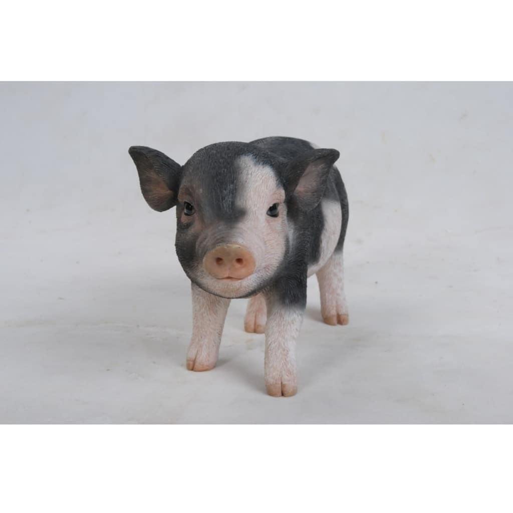 9" Standing Black Baby Piglet Outdoor Garden Statue