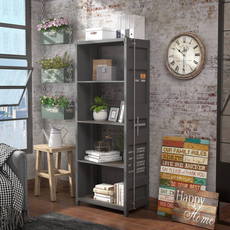 Carnsile Contemporary Open Back 4-Shelf Bookcase by Furniture of America