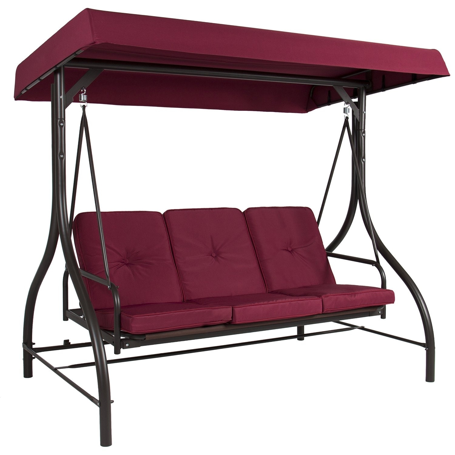 BELLEZE 3 Seat Cool Canopy Swing Gilder Rocking Chair Burgundy